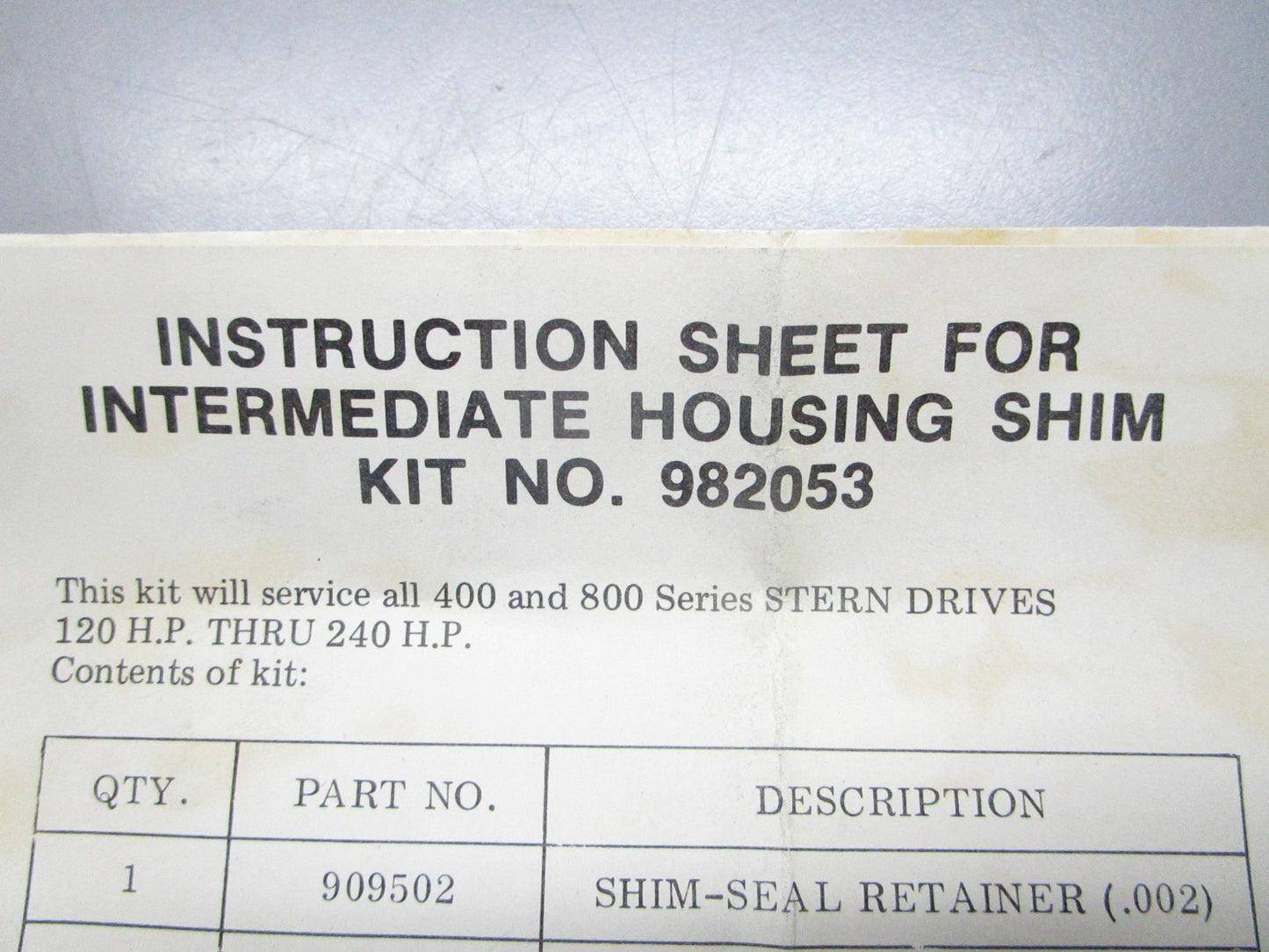 *NEW OEM* 0820 OMC Johnson Evinrude Shim Kit 982053 0982053