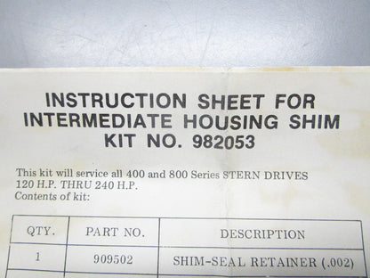 *NEW OEM* 0820 OMC Johnson Evinrude Shim Kit 982053 0982053