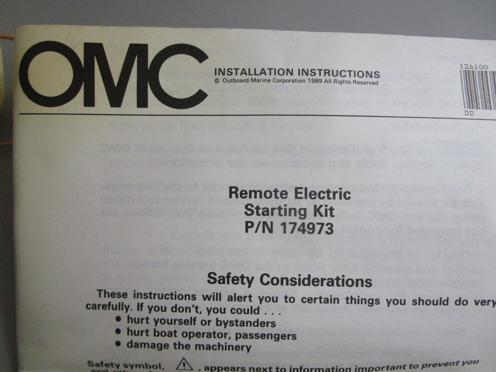 *NEW OEM* 0820 OMC Johnson Evinrude Remote Start Kir 174973 0174973