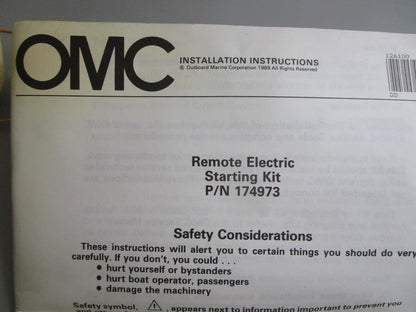 *NEW OEM* 0820 OMC Johnson Evinrude Remote Start Kir 174973 0174973