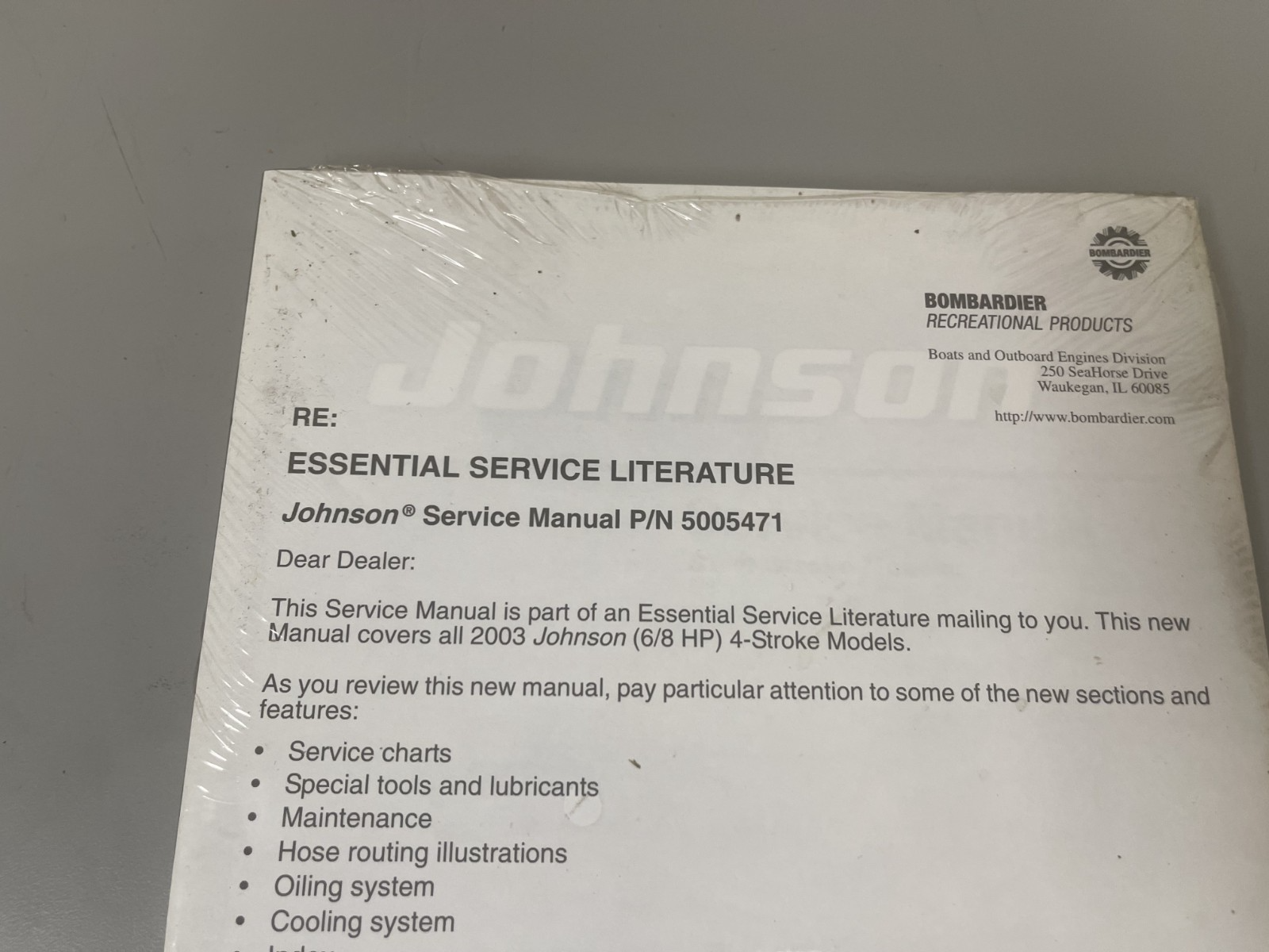 *NEW OEM* 0670 Johnson Evinrude Four Stroke 6-8 HP Service Manual 5005471