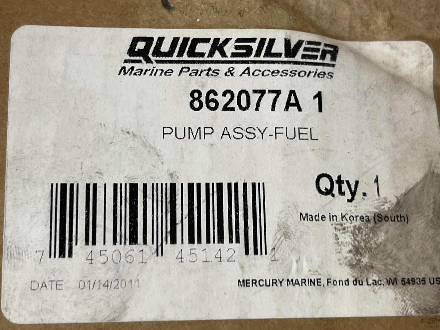 *NEW OEM* 0670 Mercury Quicksilver Fuel Pump Assembly 862077A1