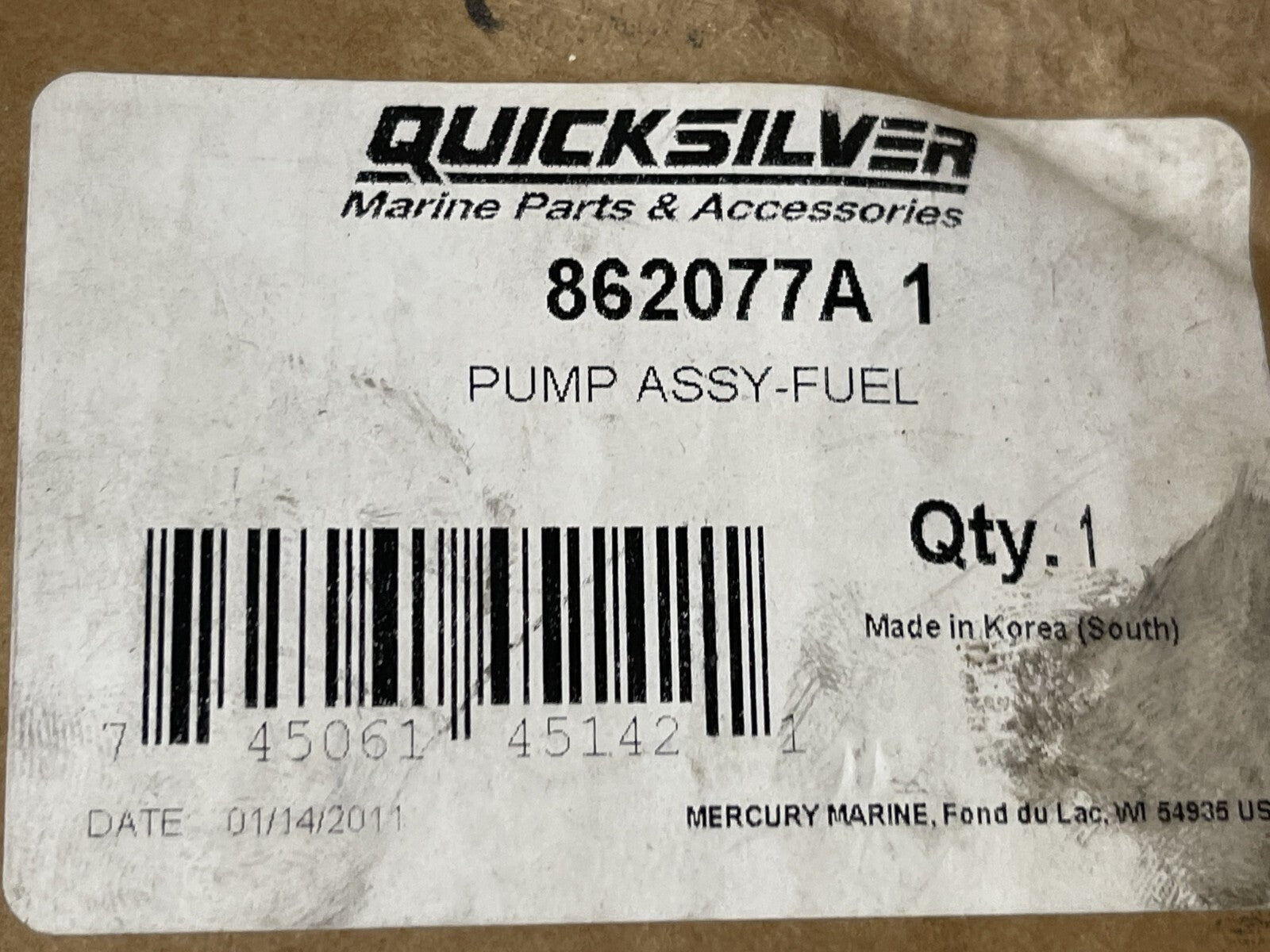 *NEW OEM* 0670 Mercury Quicksilver Fuel Pump Assembly 862077A1