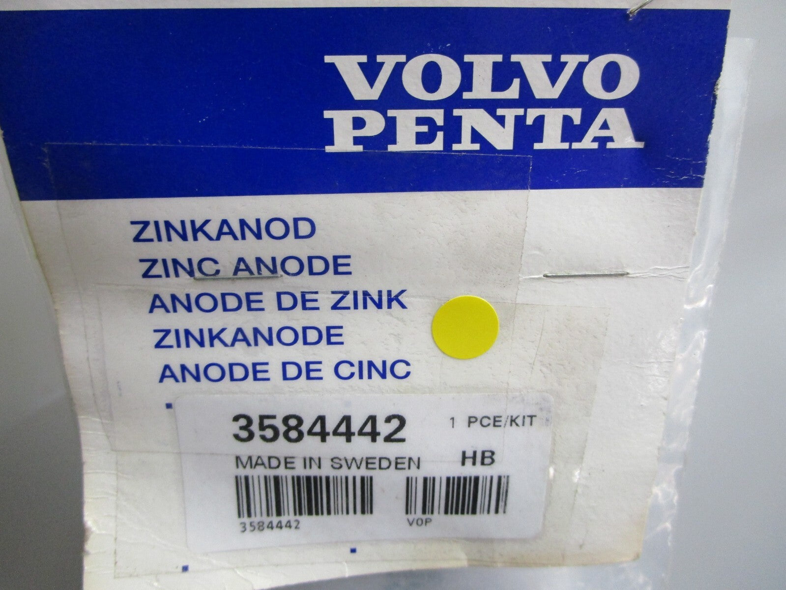 *NEW OEM* 0820 Volvo Penta Zinc Anode 3584442