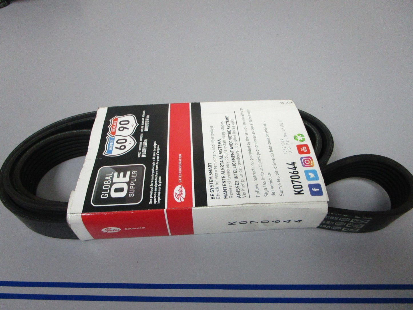 NEW K070644 Gates Micro-V 15/16" x 65" Serpentine Belt 0720