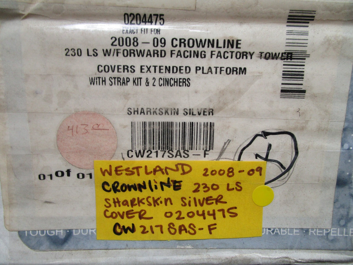 *NEW* 0720 Westland 08'- 09' Crownline 230 LS Sharkskin Silver Cover CW217SAS-F