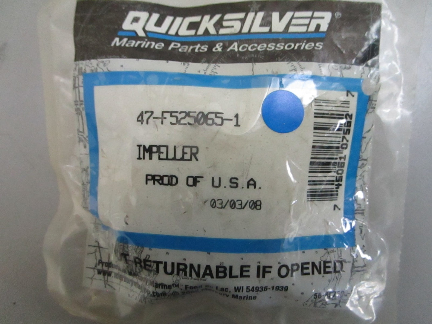 *NEW OEM* 0820 Mercury Quicksilver Impeller 47-F525065-1