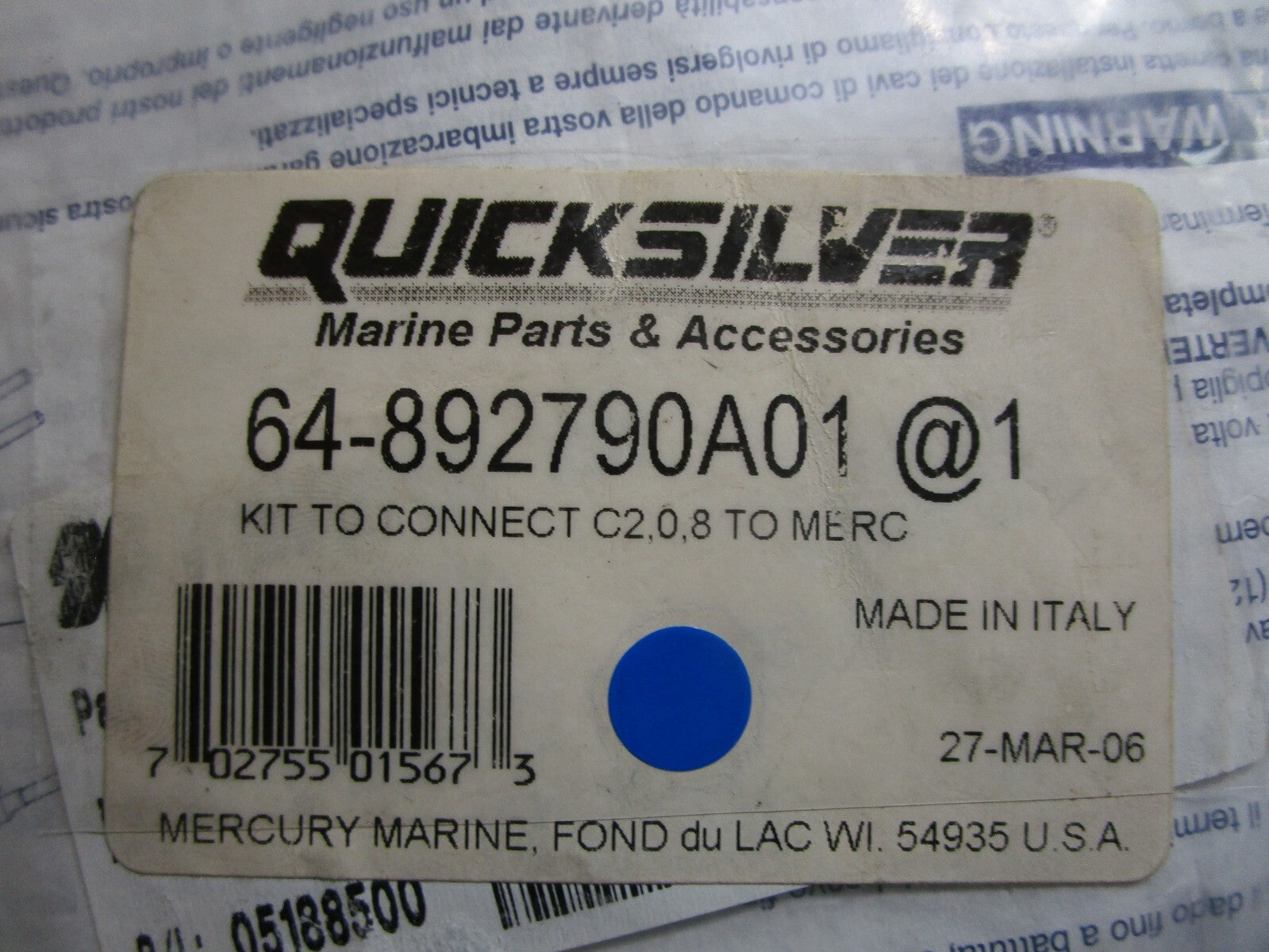 *NEW OEM* 0810 Mercury Quicksilver Adapter Kit 64-892790A01