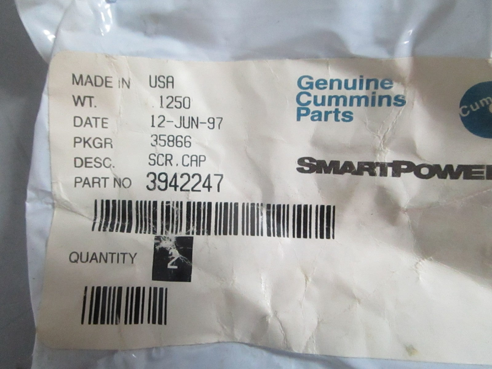 NEW OEM (LOT OF 2) 3942247 Cummins Screw Cap 0820