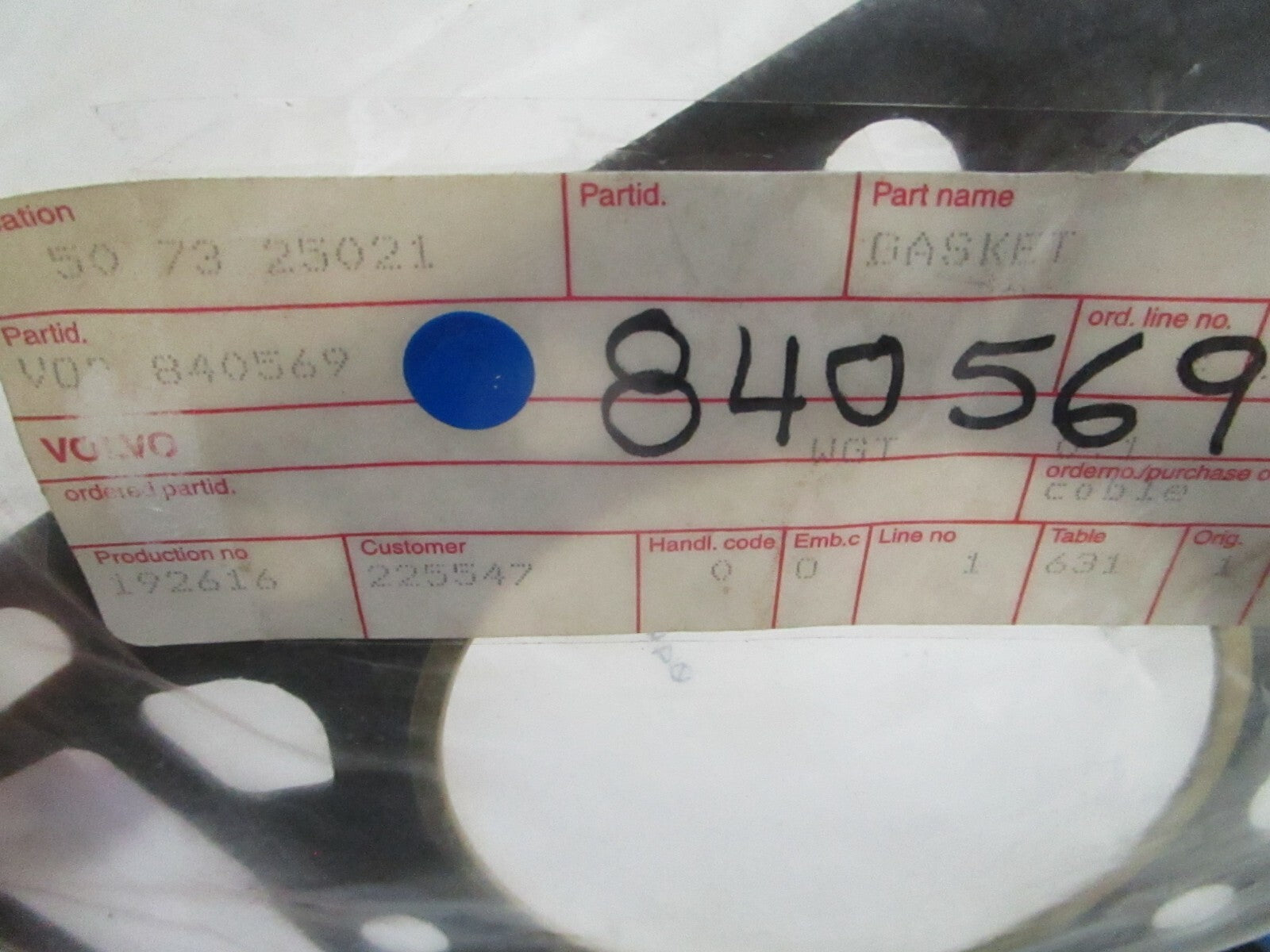 *NEW OEM* 0810 Volvo Penta Gasket 840569