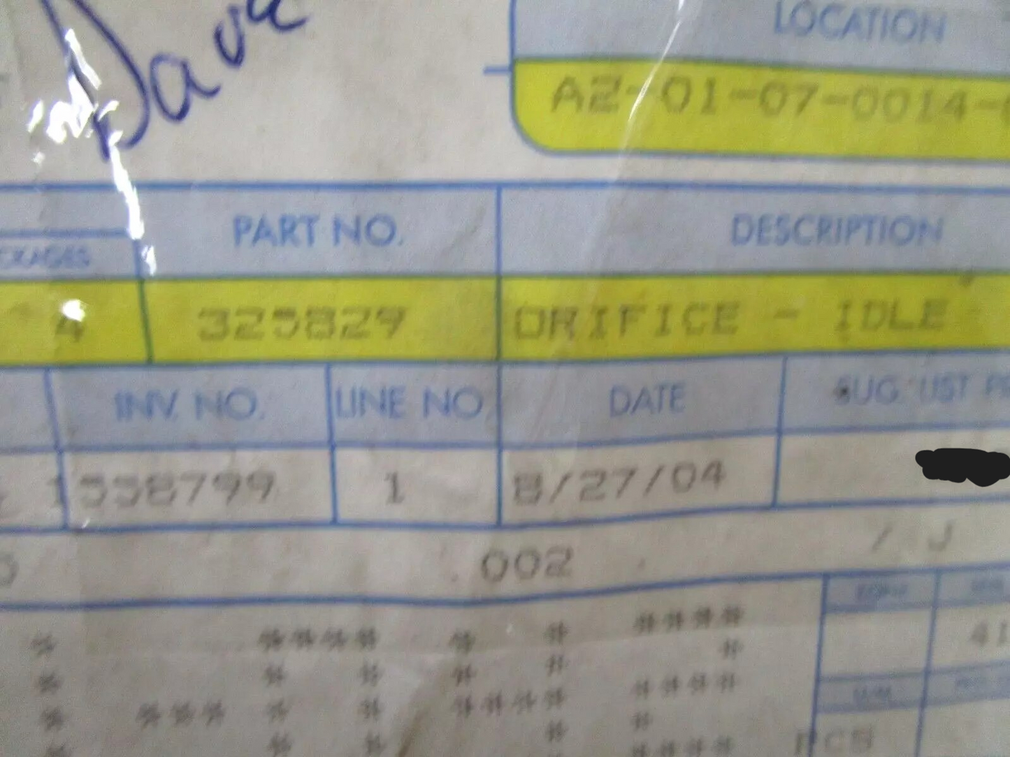 *NEW OEM* 0750 OMC Johnson Evinrude ORIFICE-IDLE 325829 0325829