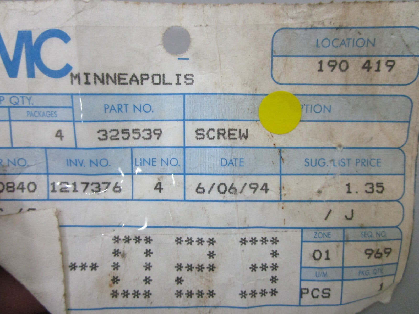 *NEW OEM* (LOT OF 5) 0750 OMC Johnson Evinrude SCREW 325539 0325539