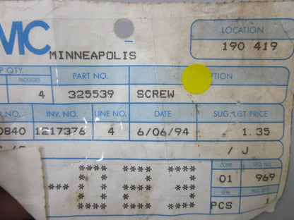 *NEW OEM* (LOT OF 5) 0750 OMC Johnson Evinrude SCREW 325539 0325539