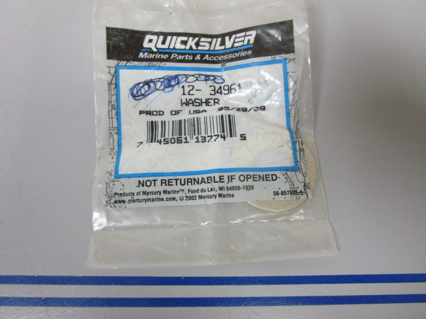 *NEW OEM* 0720 Mercury Quicksilver Washer 12-34961