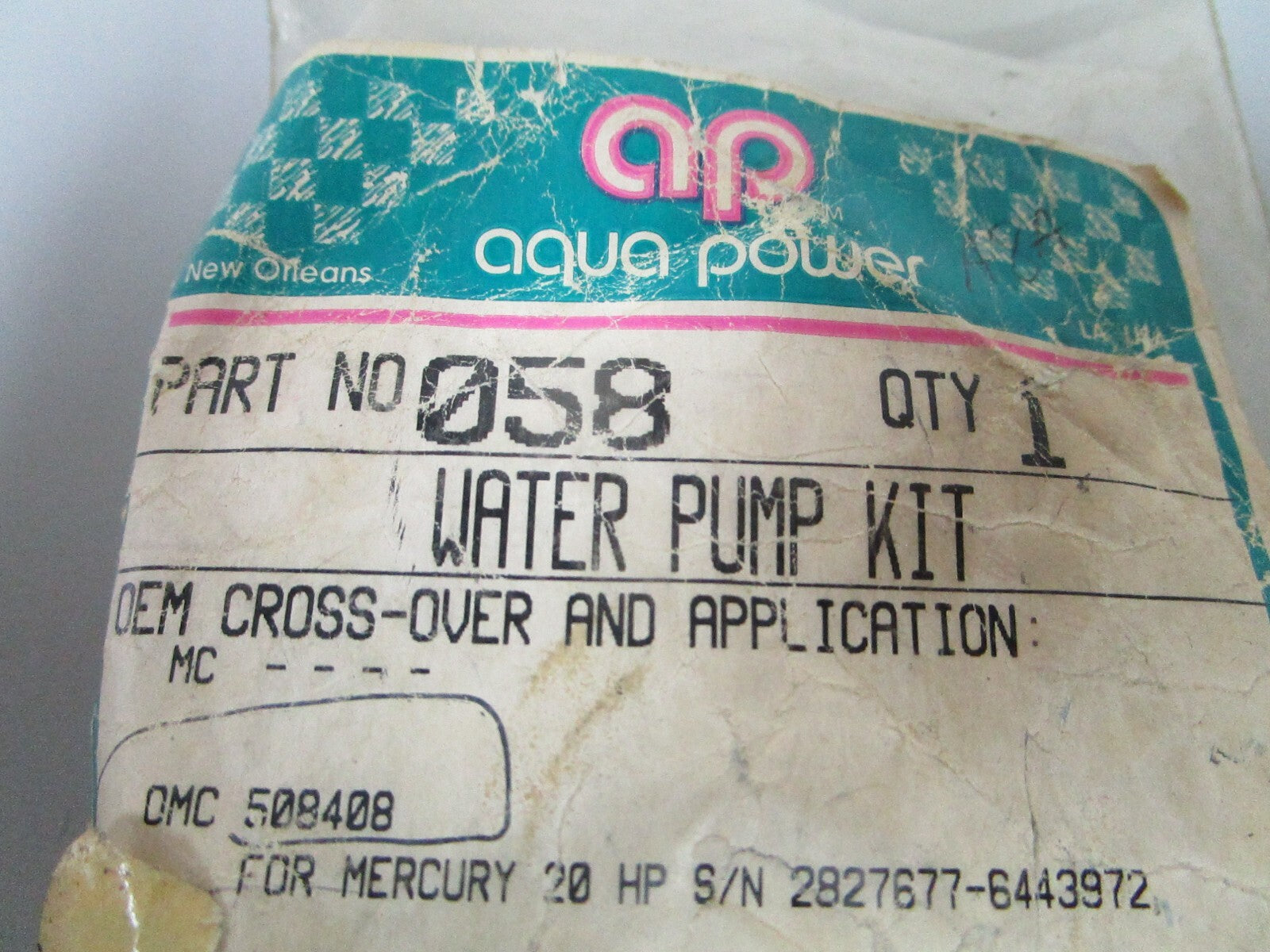*NEW* 0810 Aqua Power Water Pump Kit 058 Replaces: OMC 508408 0508408