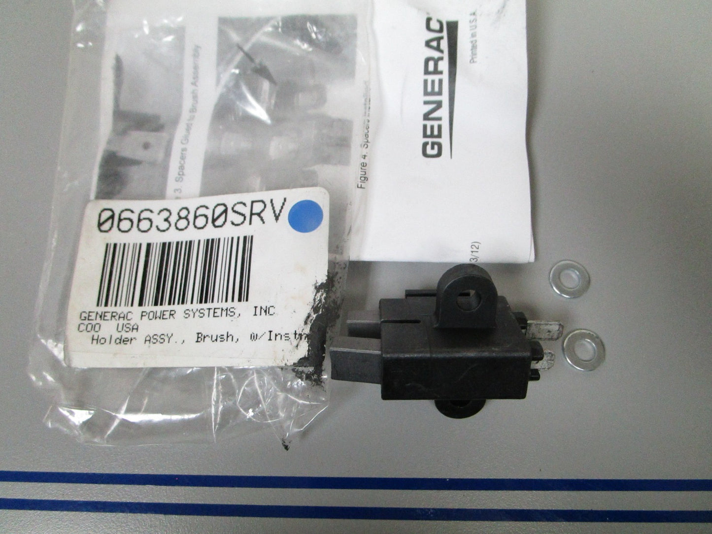 NEW OEM 0663860SRV Generac Brush Holder & Instructions 0720