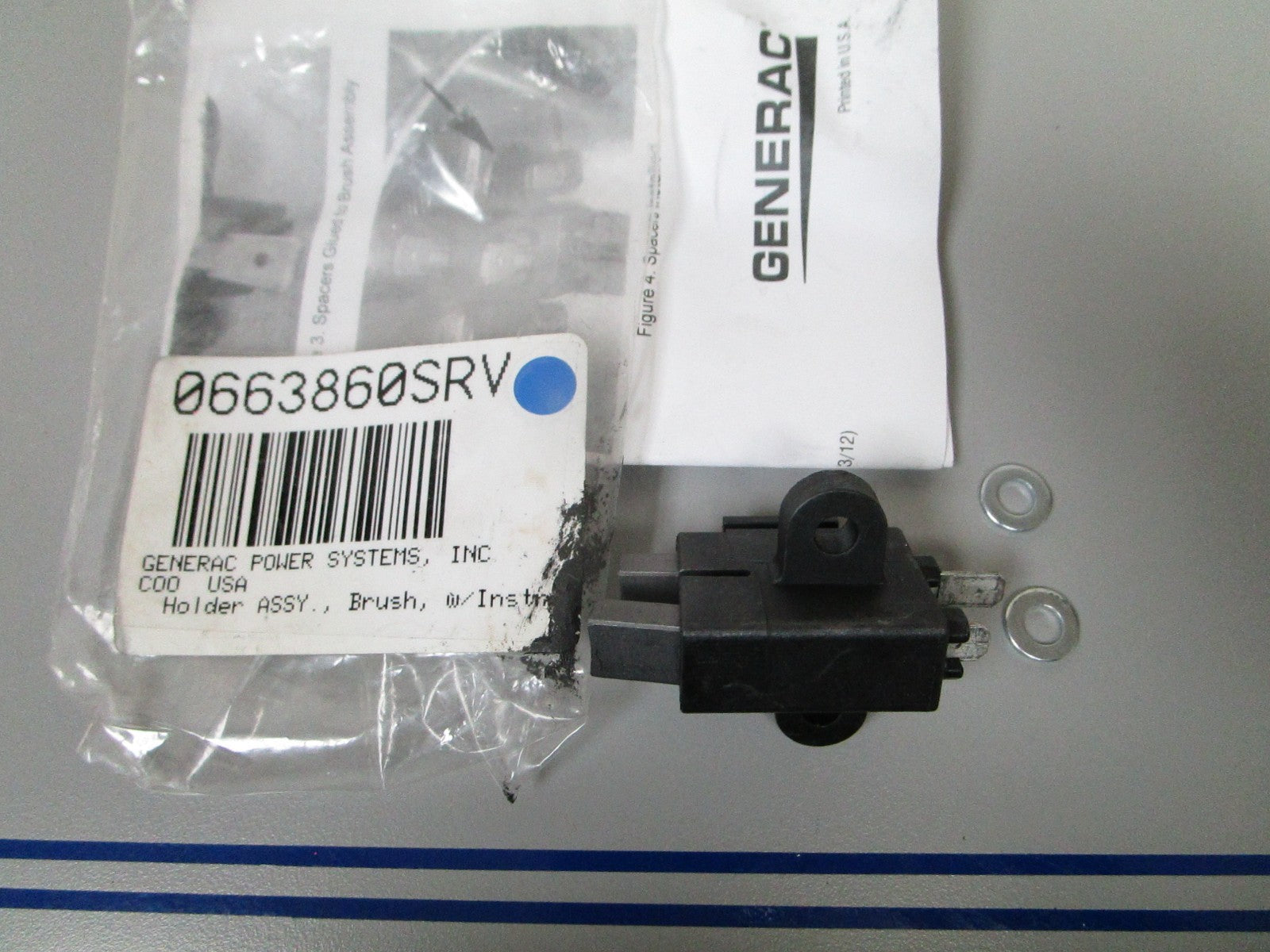 NEW OEM 0663860SRV Generac Brush Holder & Instructions 0720