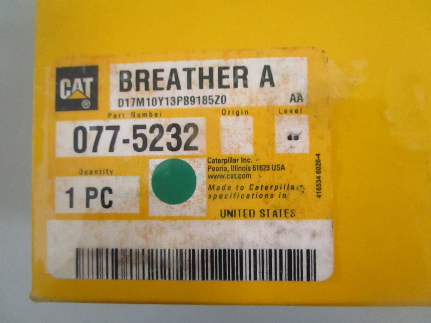 Caterpillar 077-5232 Hydraulic Breather Filter Element LOT OF 2 NEW OEM 0820