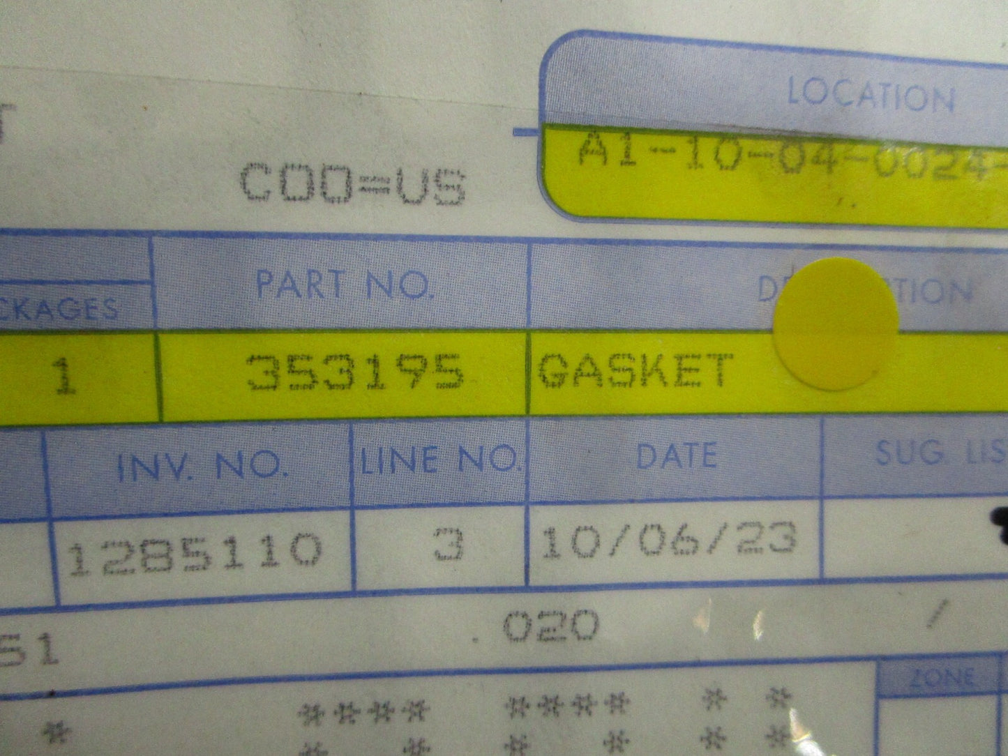 *NEW OEM* 0750 OMC Johnson Evinrude GASKET 353195 0353195