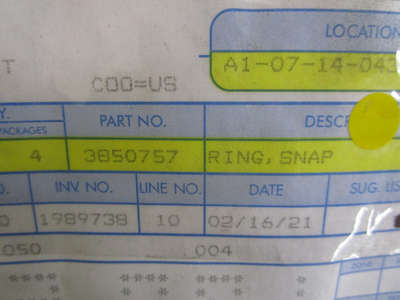 *NEW OEM* (LOT OF 2) 0810 OMC Johnson Evinrude Snap Ring 3850757