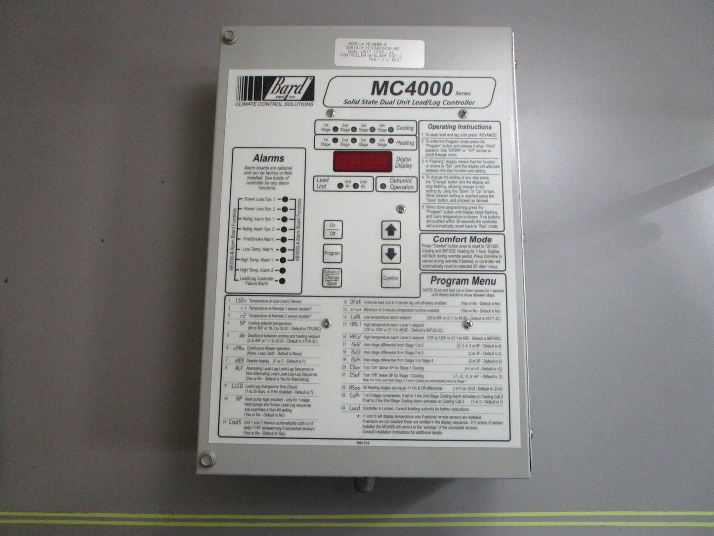*NEW* 0820 Bard Solid State Dual Unit Lead/Lag Controller MC4000-B