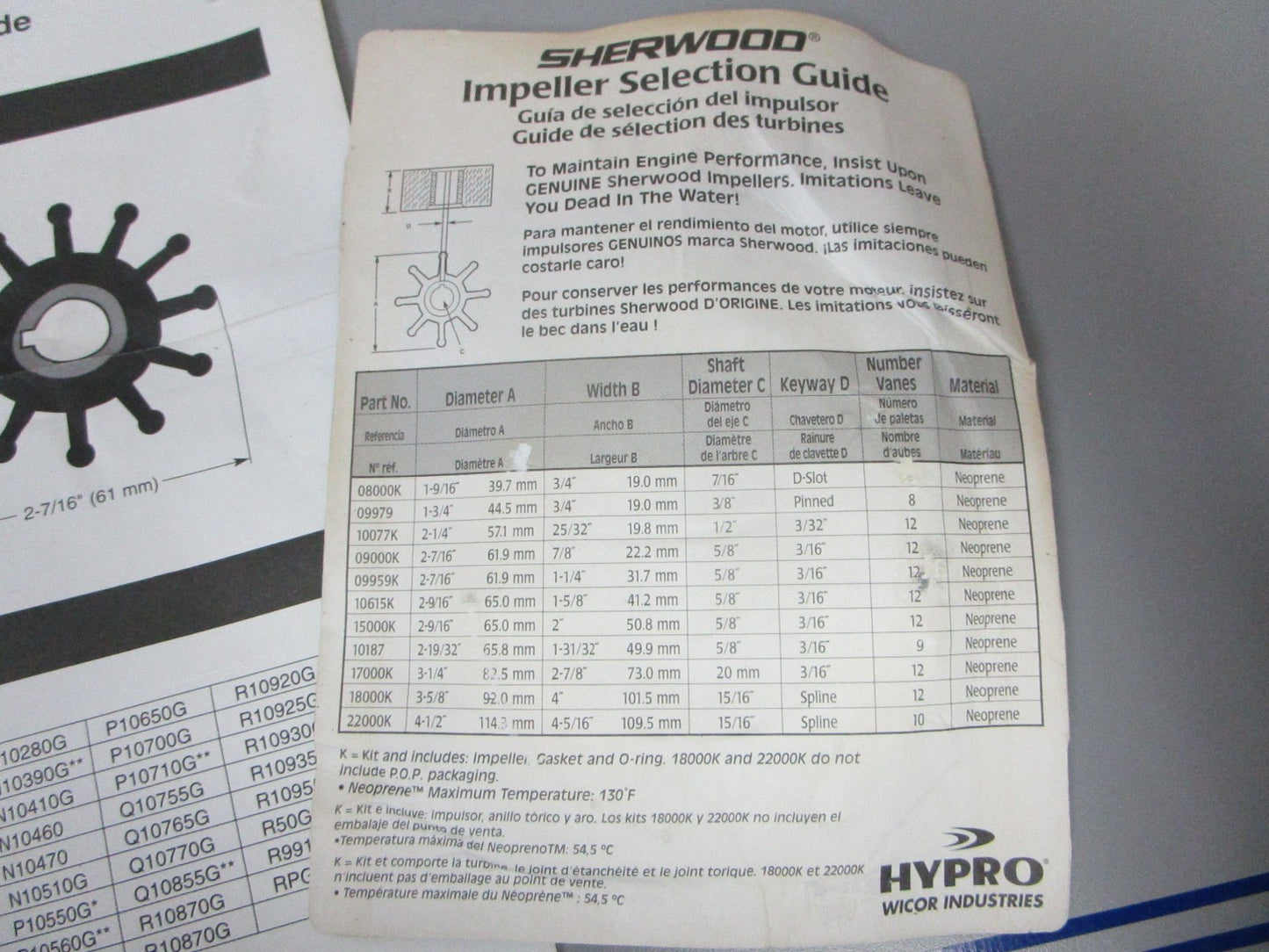 NEW OEM 09959K Sherwood Impeller Kit 0720