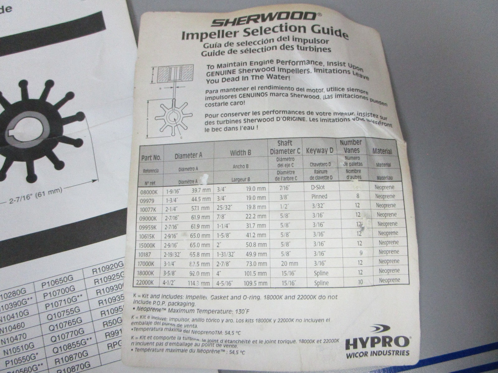 NEW OEM 09959K Sherwood Impeller Kit 0720