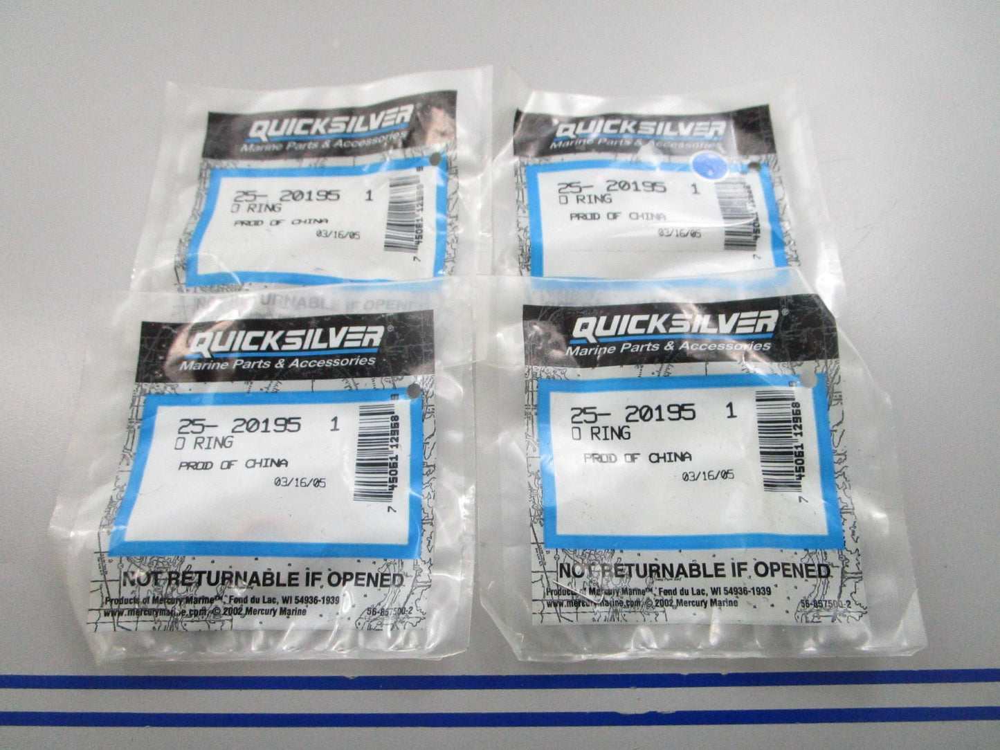 NEW OEM (LOT OF 4) Mercury Quicksilver 25-20195 1 O-Ring 0810