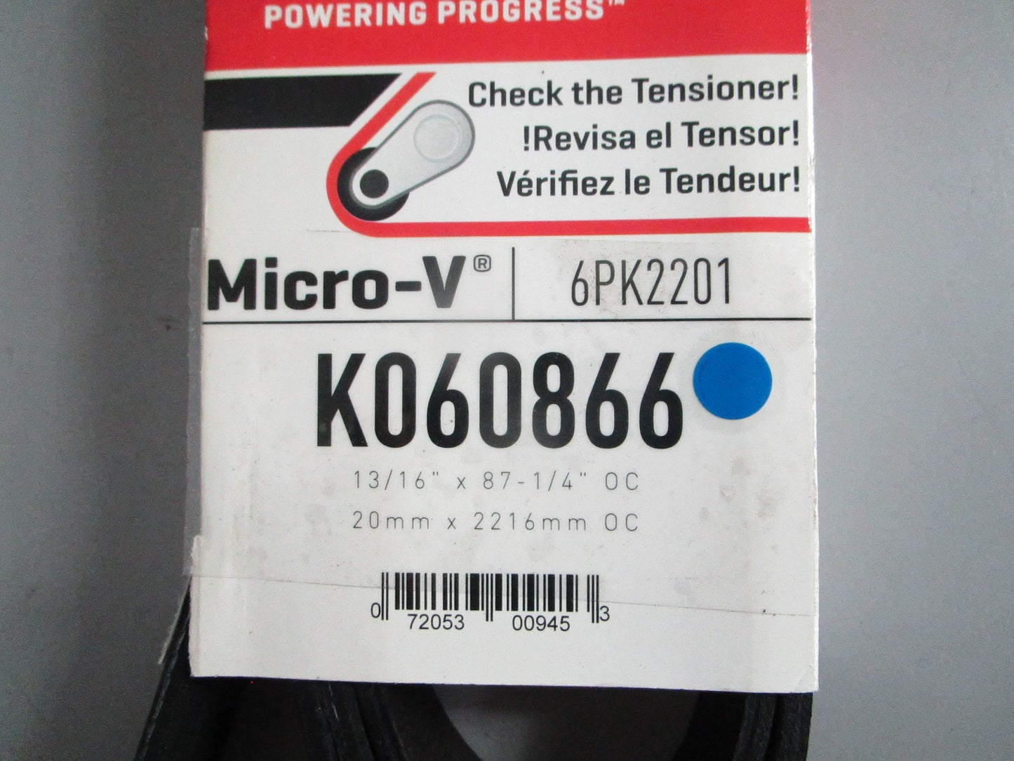 NEW K060866 Gates Micro-V Serpentine Belt 0820