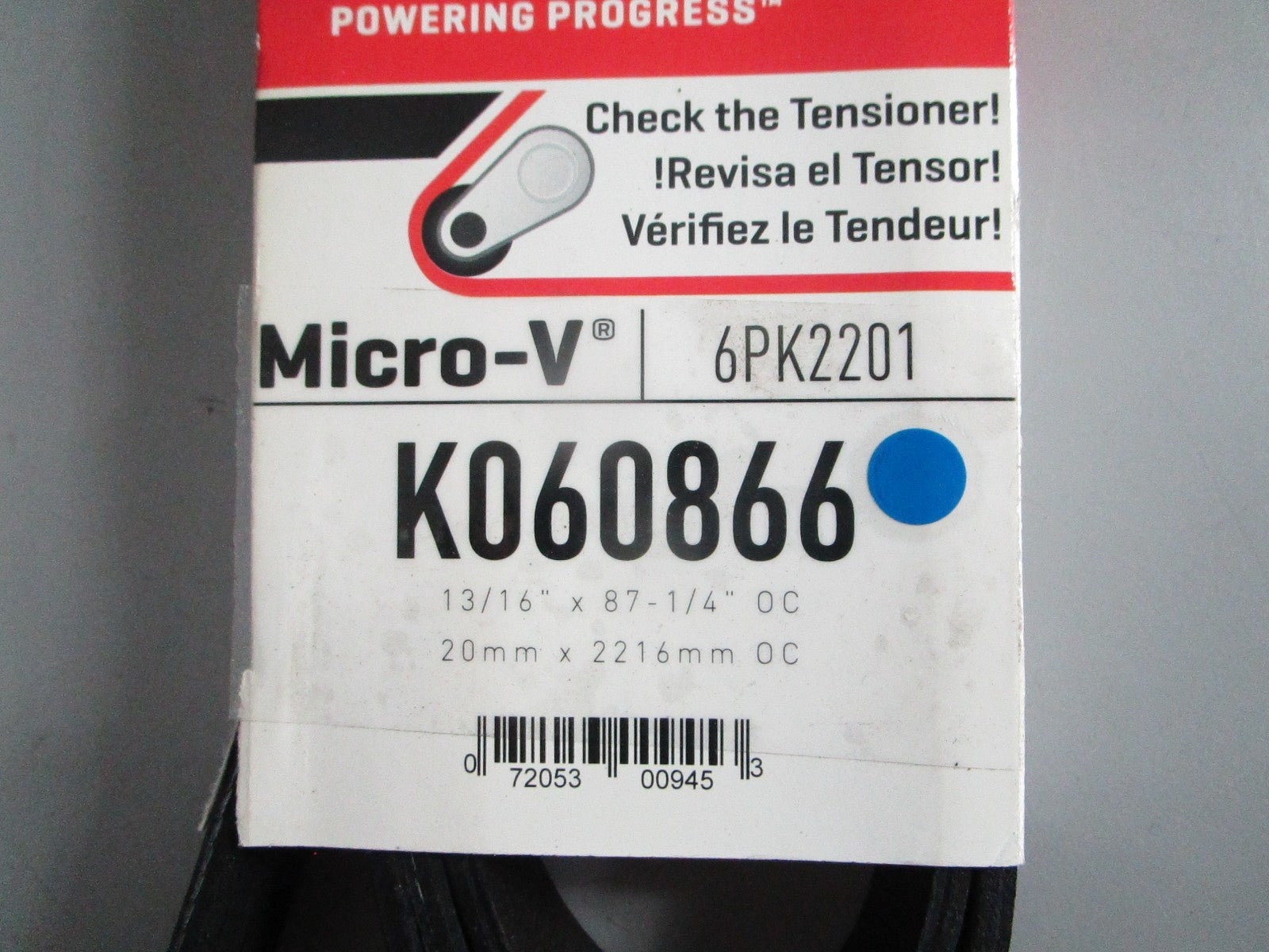NEW K060866 Gates Micro-V Serpentine Belt 0820