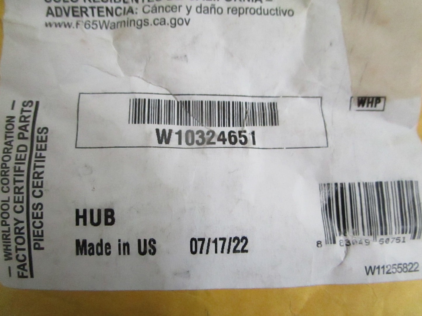NEW OEM W10324651 Whirlpool Washer Hub Kit 0820
