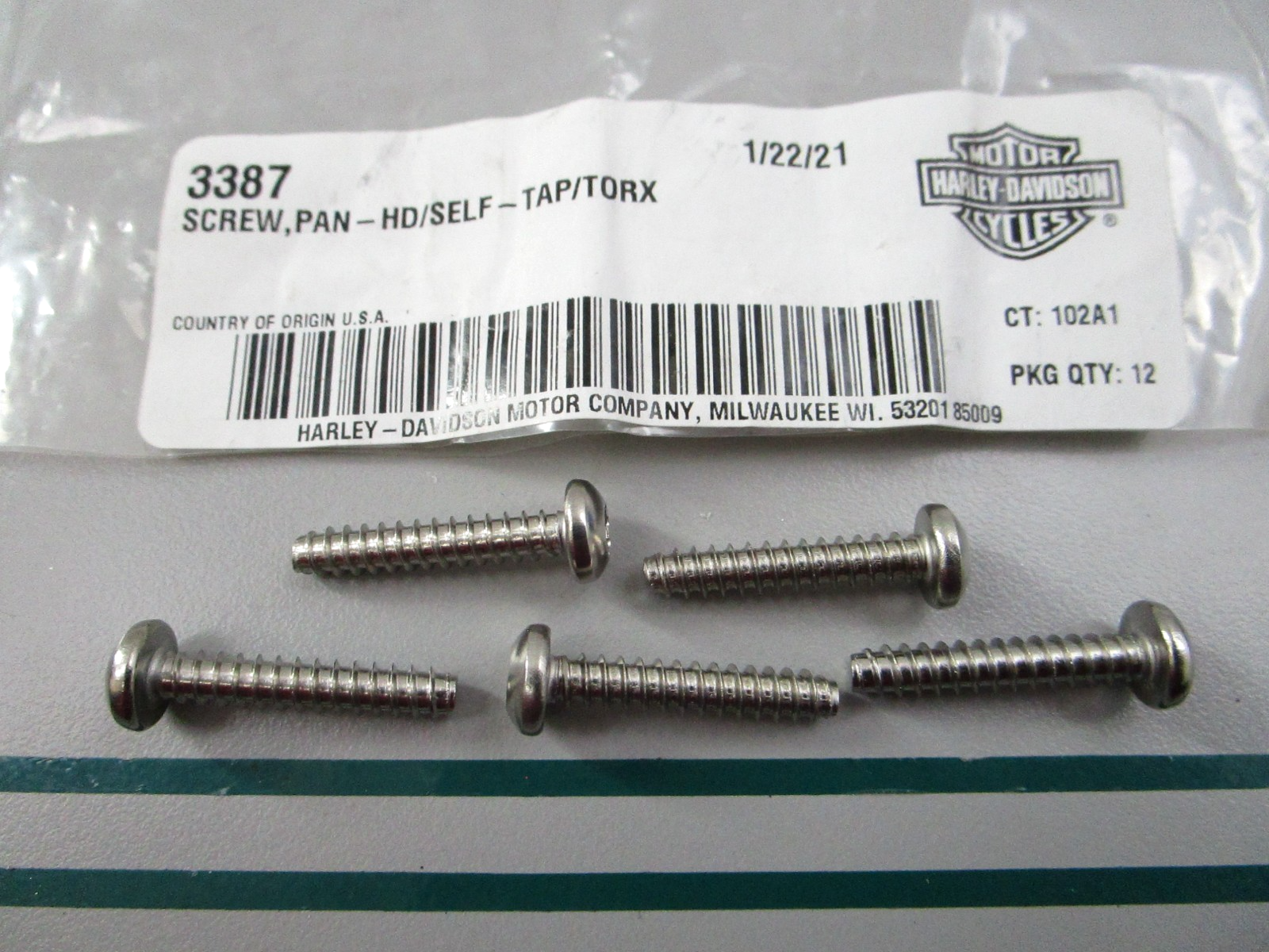 NEW OEM (LOT OF 5) 3387 Harley Davidson Pan Screw 0810