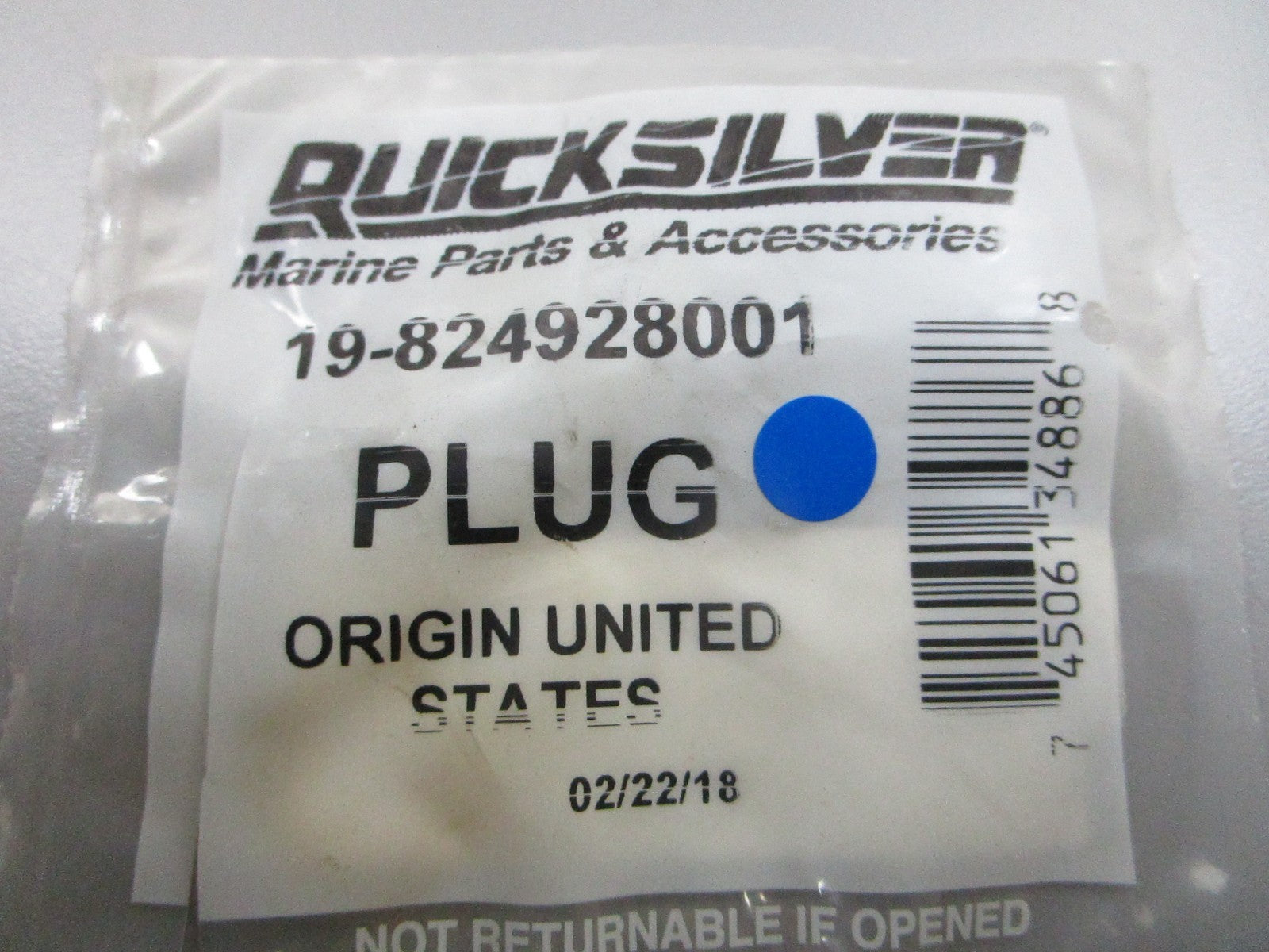 *NEW OEM* 0810 Mercury Quicksilver Plug 19-824928001
