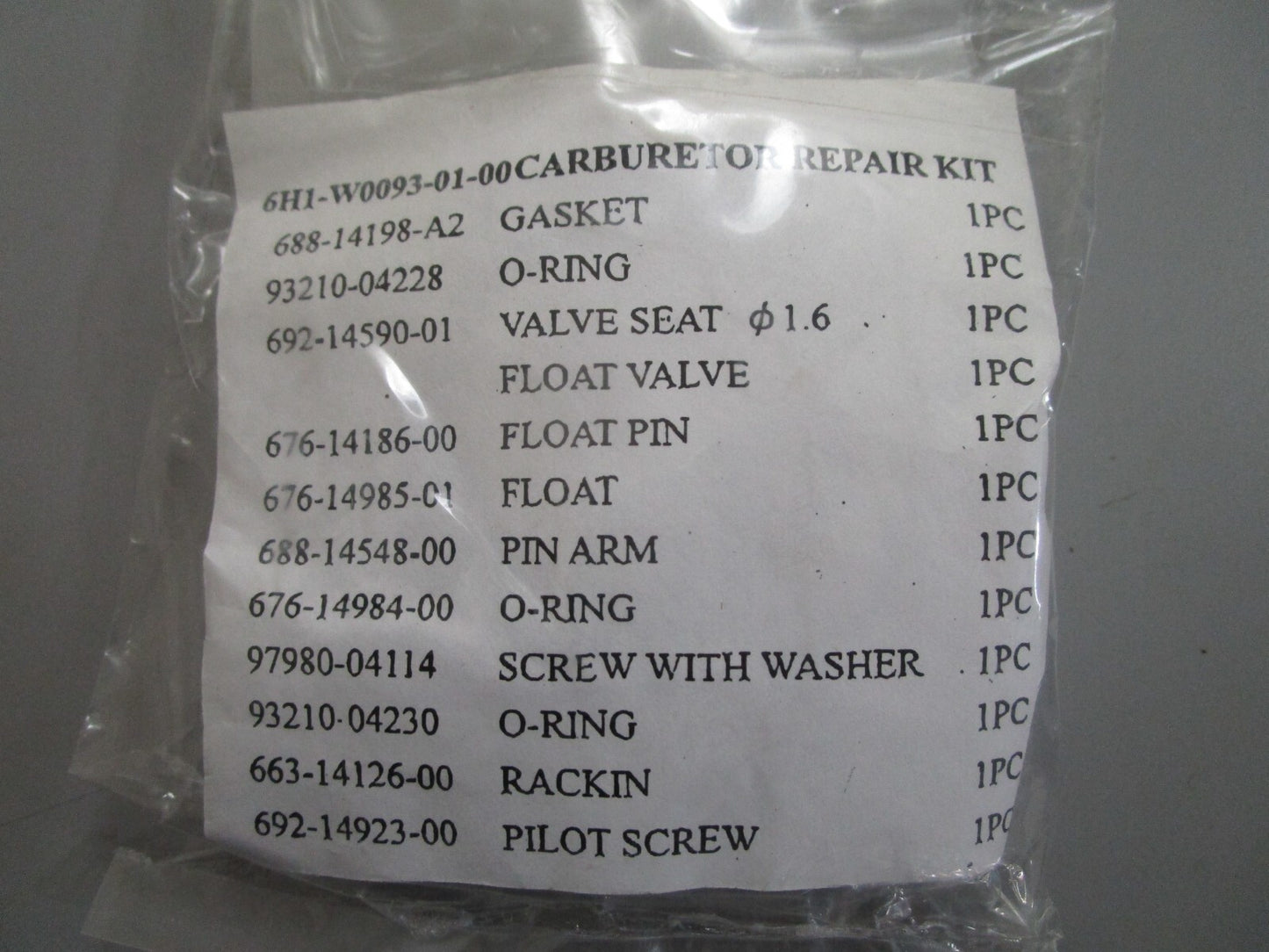 *NEW OEM* 0820 Yamaha Carburetor Repair Kit 6H1-W0093-00-00