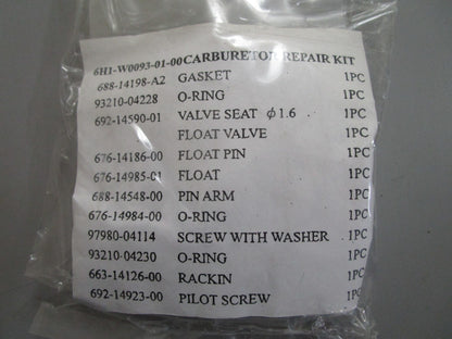 *NEW OEM* 0820 Yamaha Carburetor Repair Kit 6H1-W0093-00-00