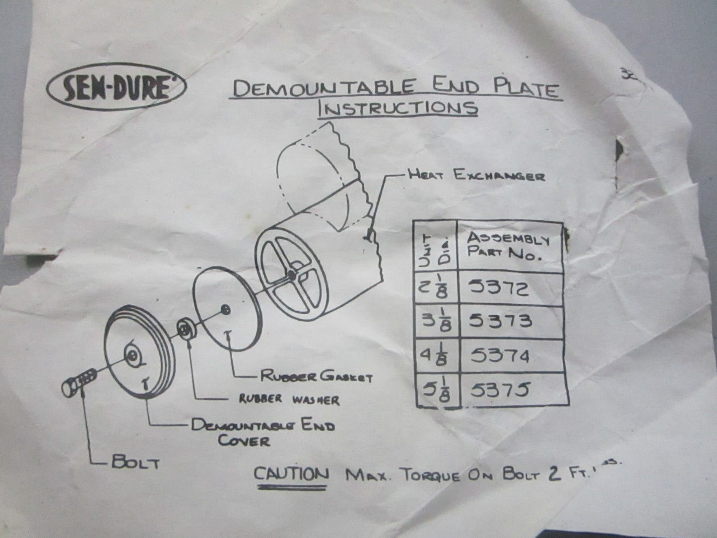 NEW 32877 Sen-Dure Heat Exchanger End Plate 0810