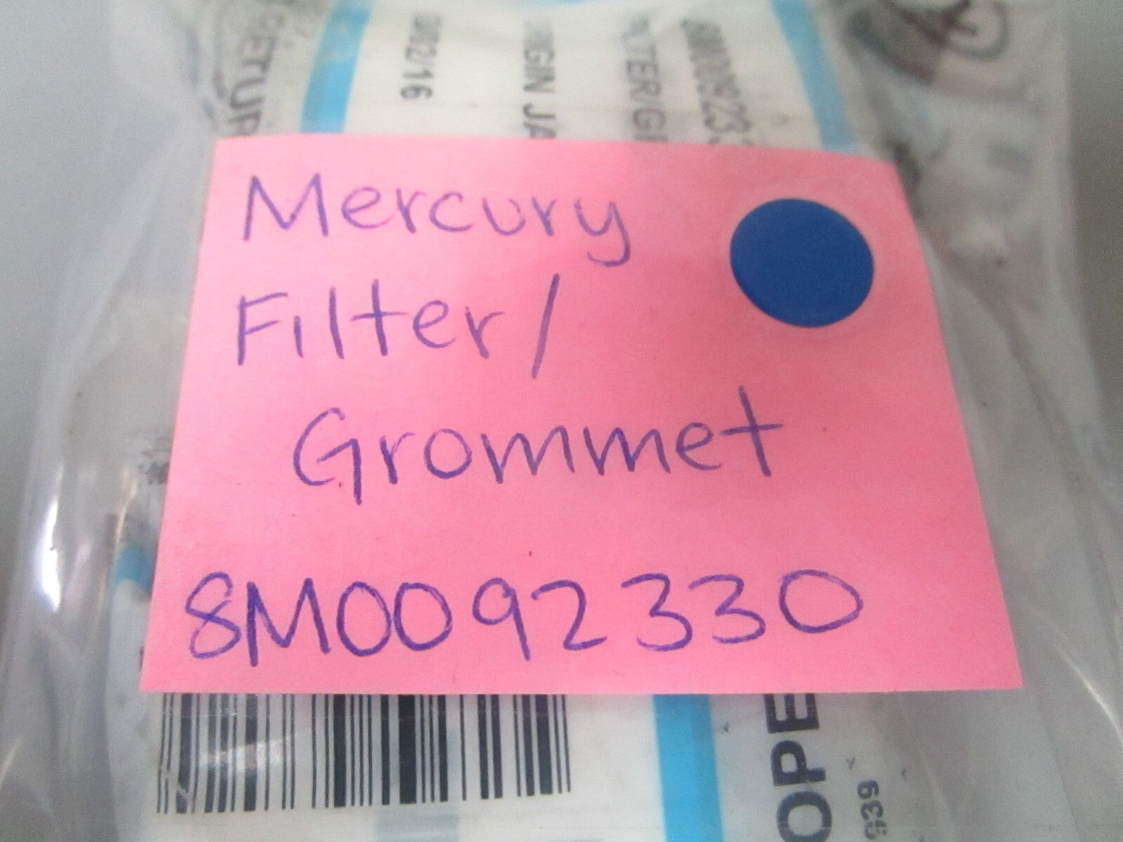 *NEW OEM* 0810 Mercury Quicksilver Filter/Grommet 8M0092330