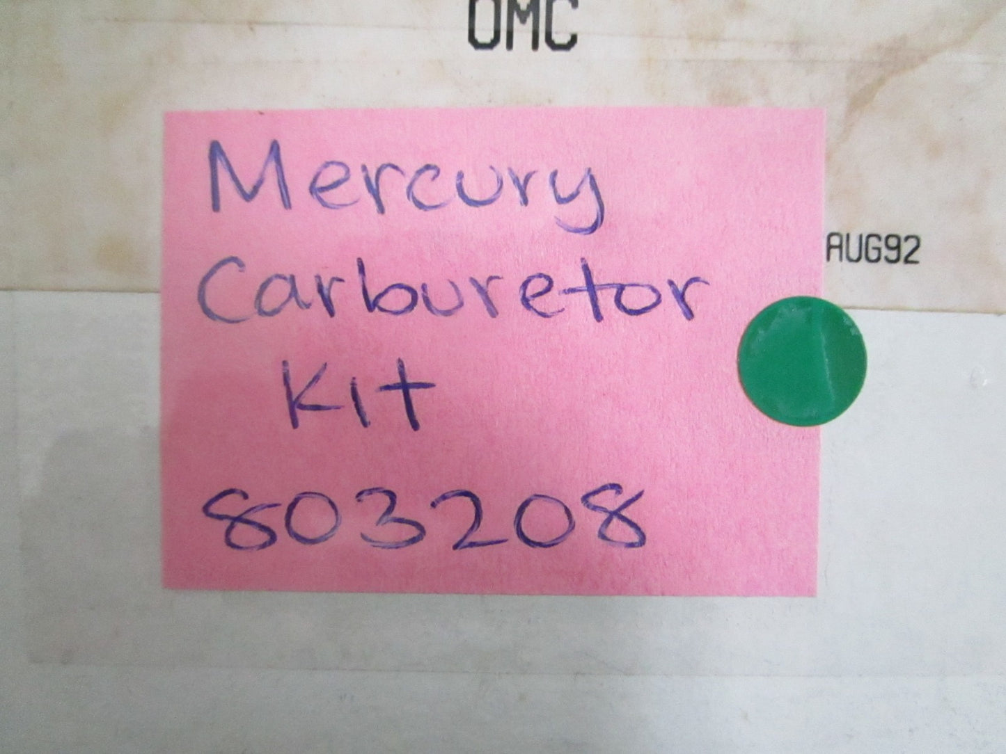 NEW 803208 Mercury QuickFit Carburetor Kit 0820