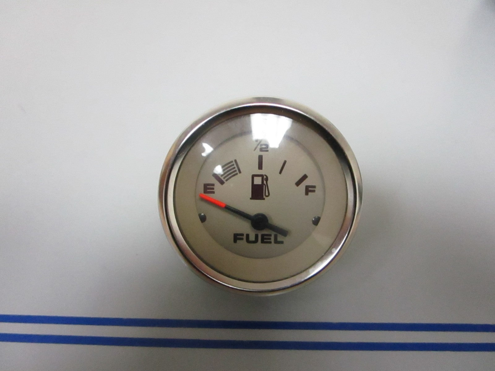 NEW OEM 63566 Teleflex Beige  Fuel Gauge Chrome Bezel 0720