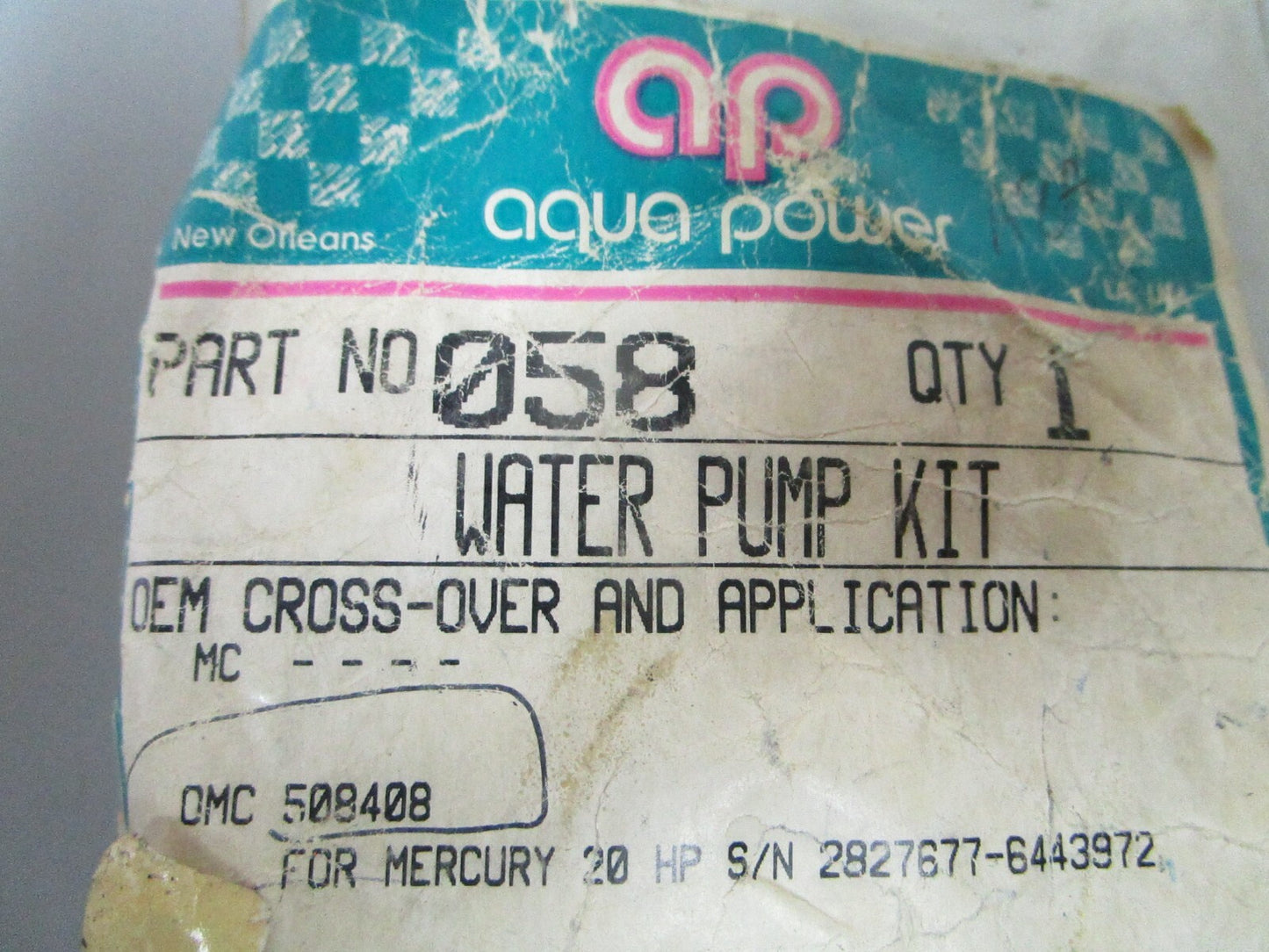 *NEW* 0810 Aqua Power Water Pump Kit 058 Replaces: OMC 508408 0508408