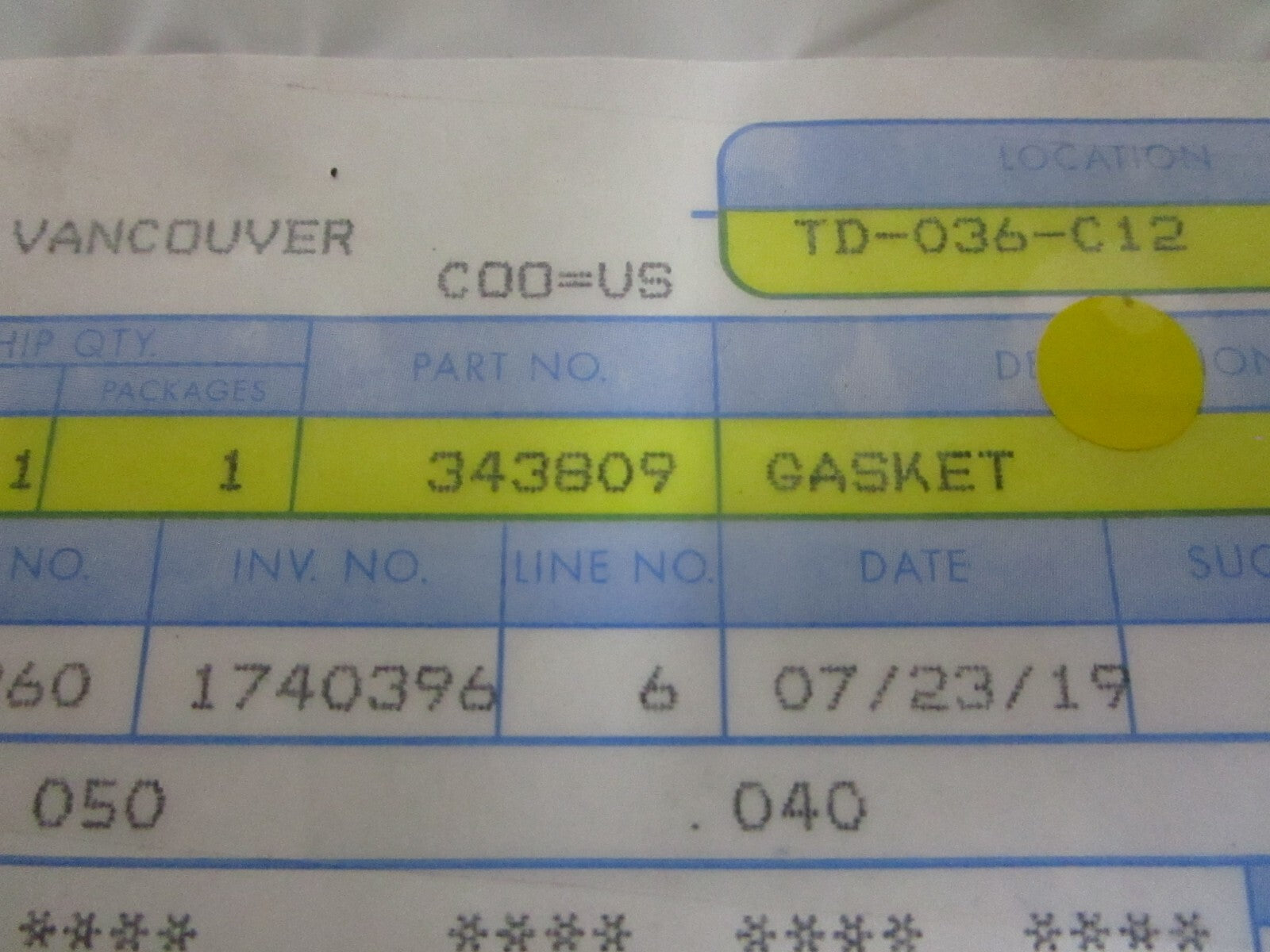 *NEW OEM* 0810 OMC Johnson Evinrude Gasket 343809 0343809