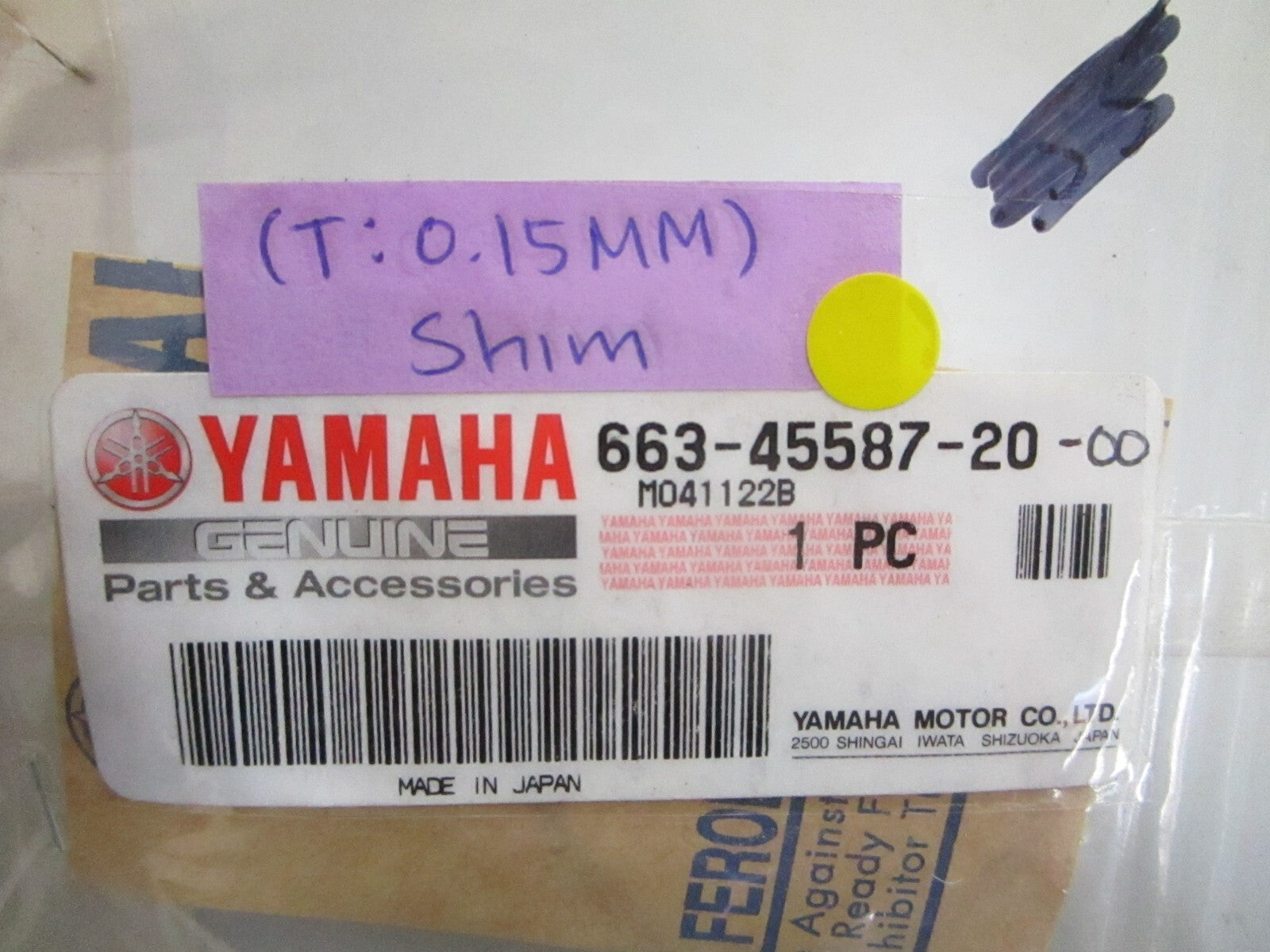 *NEW OEM* 0810 Yamaha (T:0.15MM) Shim 663-45587-20-00