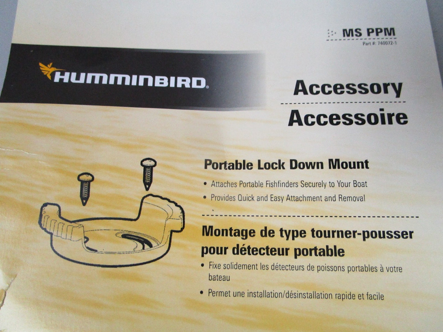 NEW OEM 740072-1 Humminbird Portable Lockdown Mount MS PPM 0720