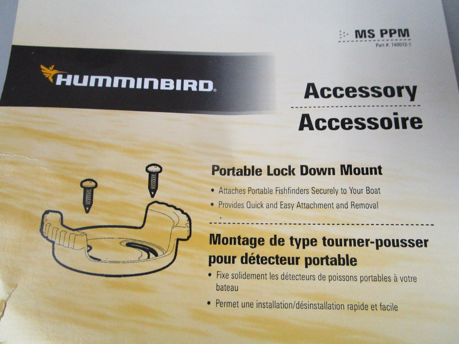 NEW OEM 740072-1 Humminbird Portable Lockdown Mount MS PPM 0720