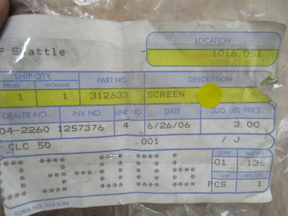 *NEW OEM* 0750 OMC Johnson Evinrude SCREEN 312633 0312633