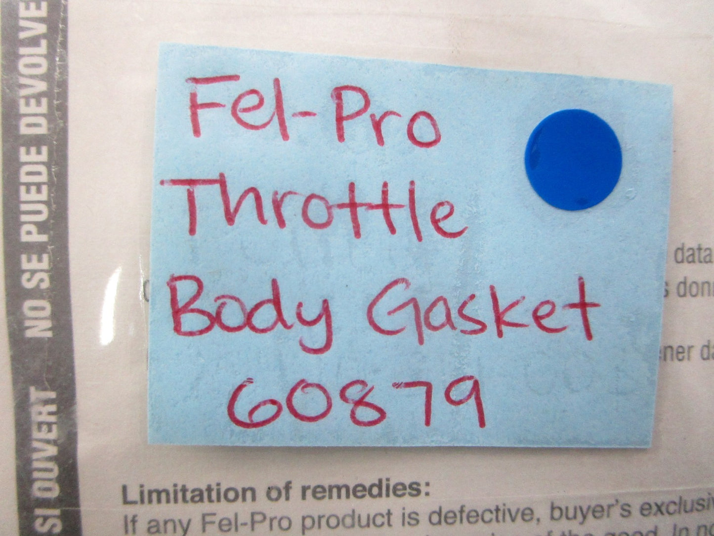 *NEW* 0810 Fel-Pro Throttle Body Gasket 60879