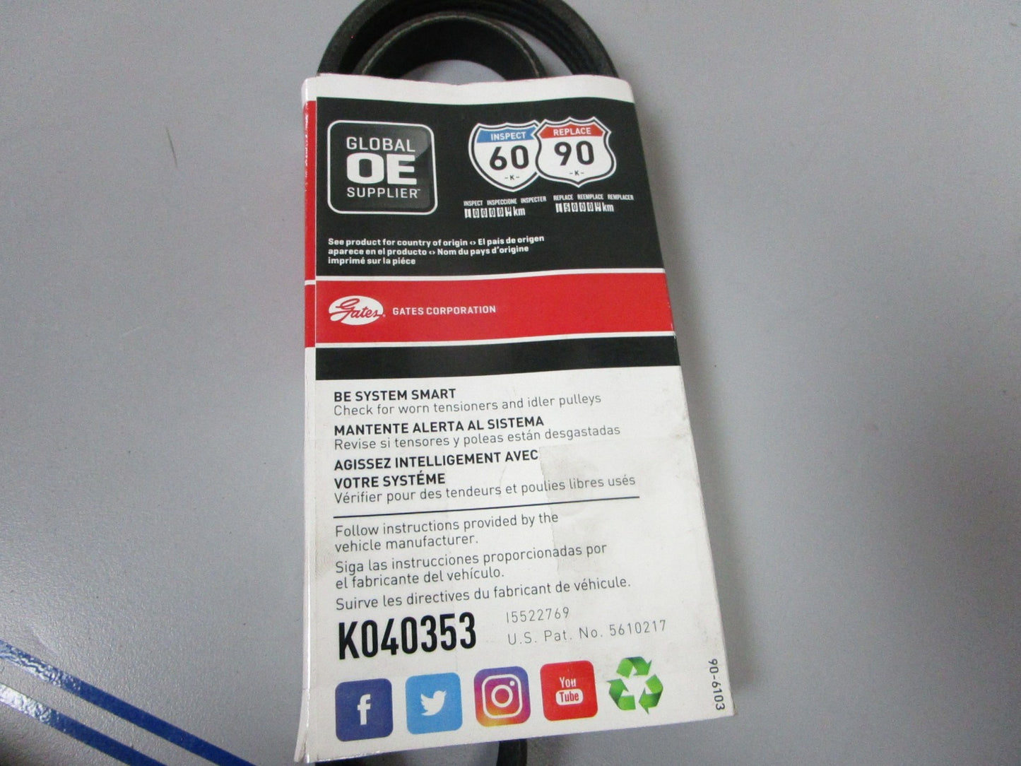 NEW K040353 Gates Micro-V 9/16" x 35 ⅞" Serpentine Belt 0720