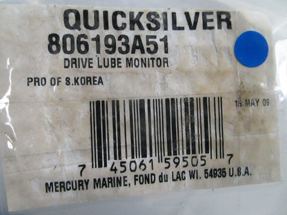 *NEW OEM* 0810 Mercury Quicksilver Drive Lube Monitor 806193A51