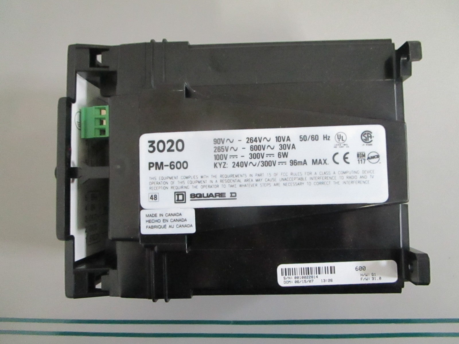 Square D PowerLogic 3020-PM600 Power Meter 600V AC NOS Genuine NEW OEM 0820