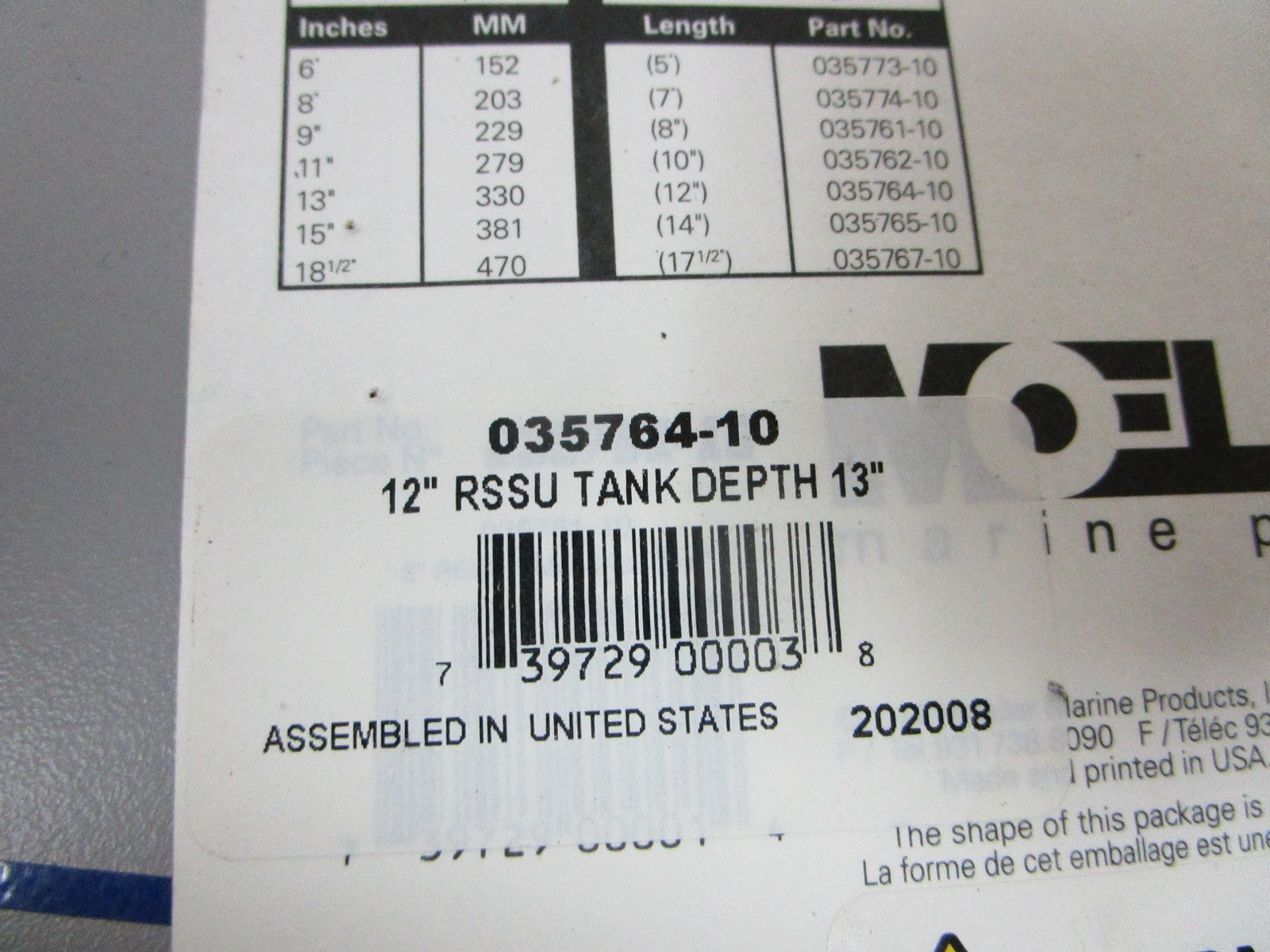 NEW OEM 035764-10 Moller Marine 12" Reed Switch Fuel Sender For 13" Tank 0720